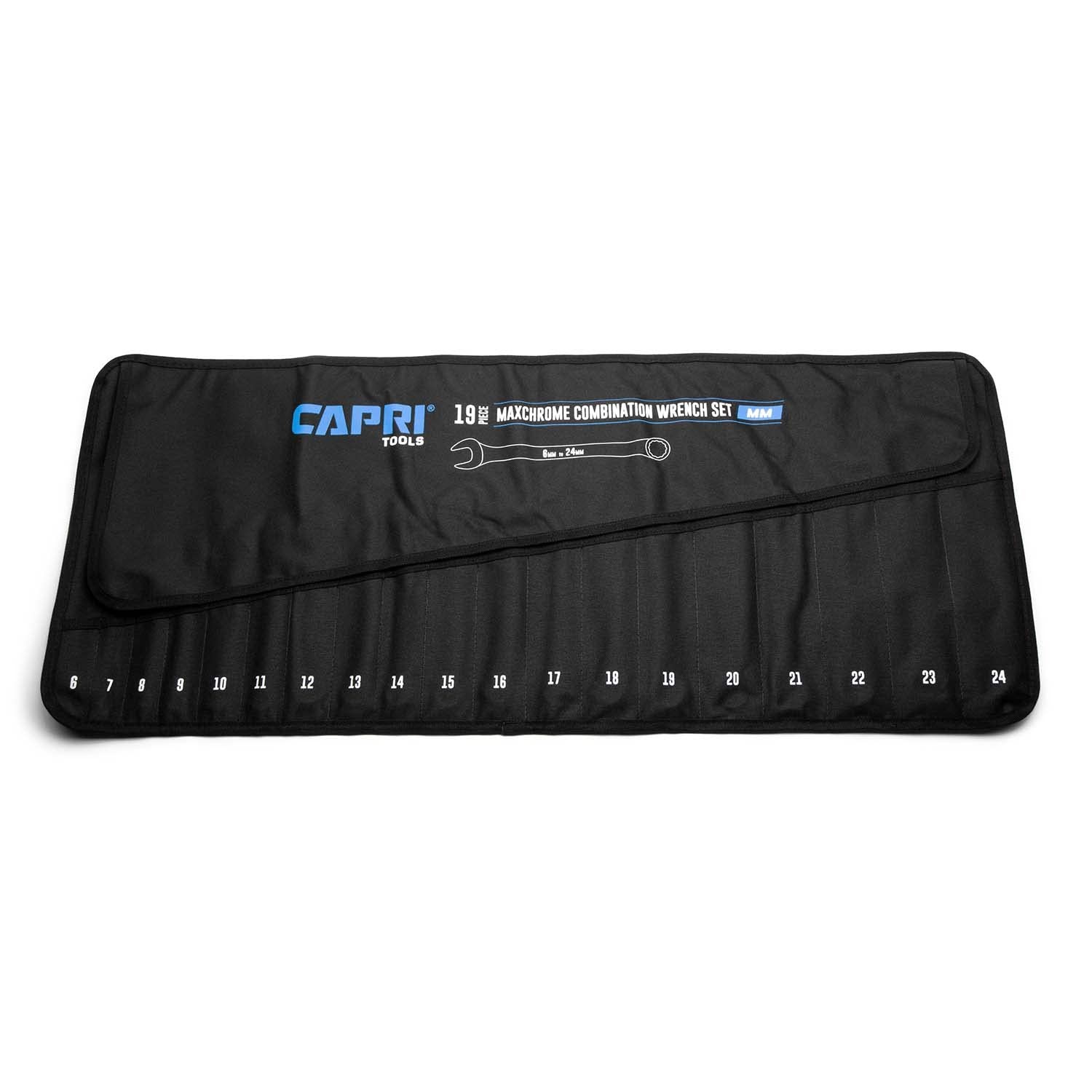 Capri Tools Wrench Roll Up Pouch, Metric, 19 Pockets Standard Pocket, Black