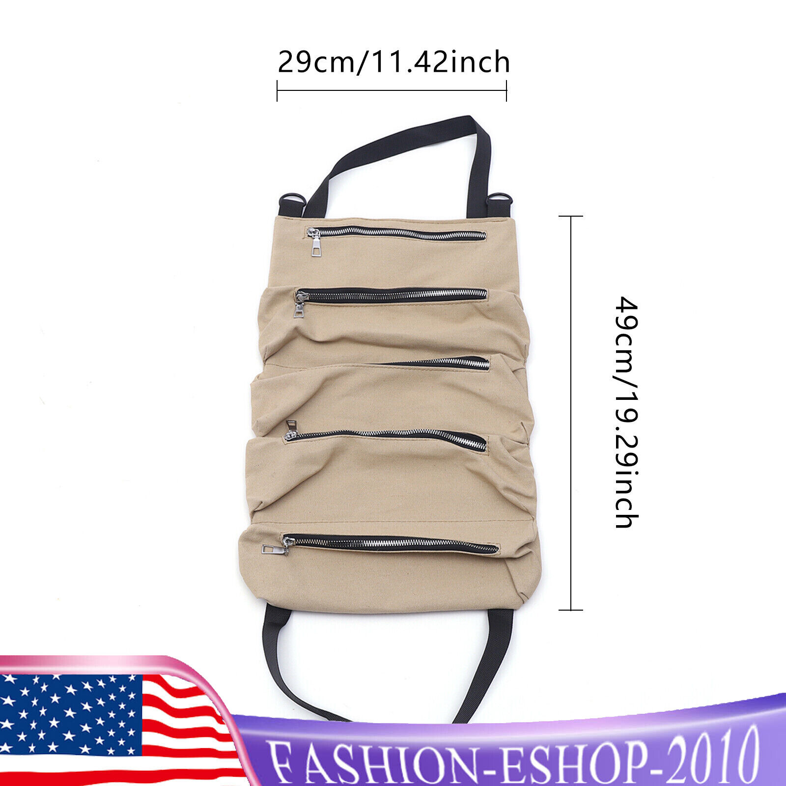 Multi-Purpose Roll Up Tool Bag Wrench Pouch Hanging Organizer Storage 5-Pockets