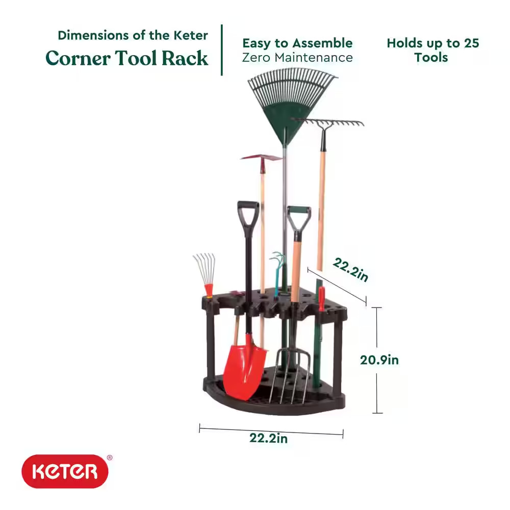 22 In. W X 21 In. H Shed Accessory Kit Compact Corner Tool Rack Black