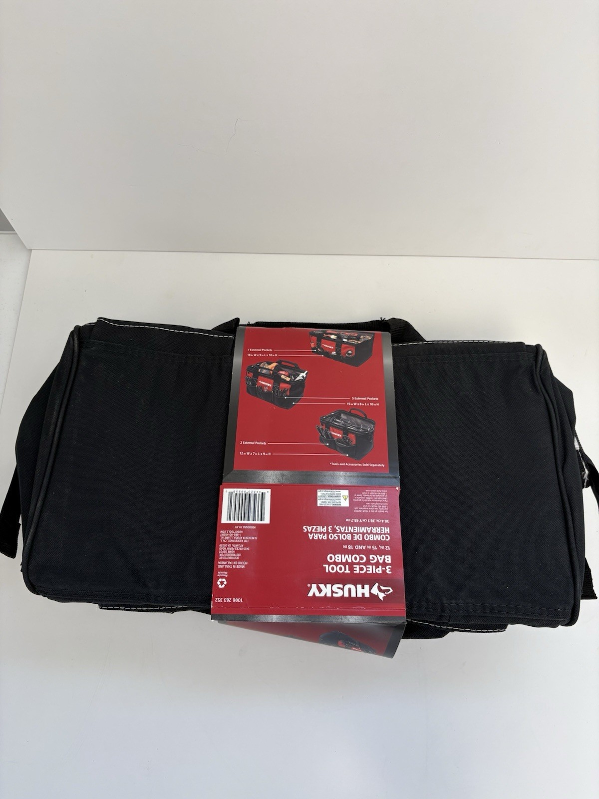 Husky 3 Tool Bag Combo Set -12 Inch 15 Inch & 18 Inch Bags Water Resistant NEW