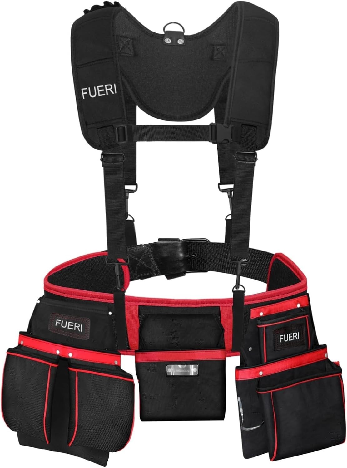 FUERI Nylon 23 Pocket Tool Belt Bags for Men, Heavy Duty Tool Pouches Set with