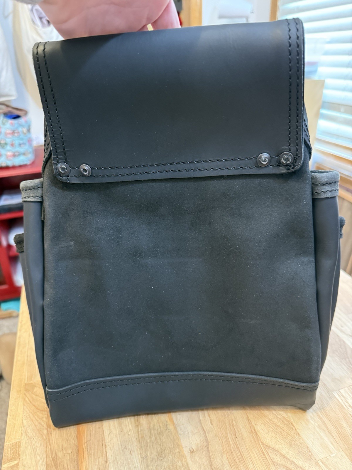 Graintex 6 Pocket Framers Nail &Tool Pouch Black Top Grain Oil Tanned Leather *