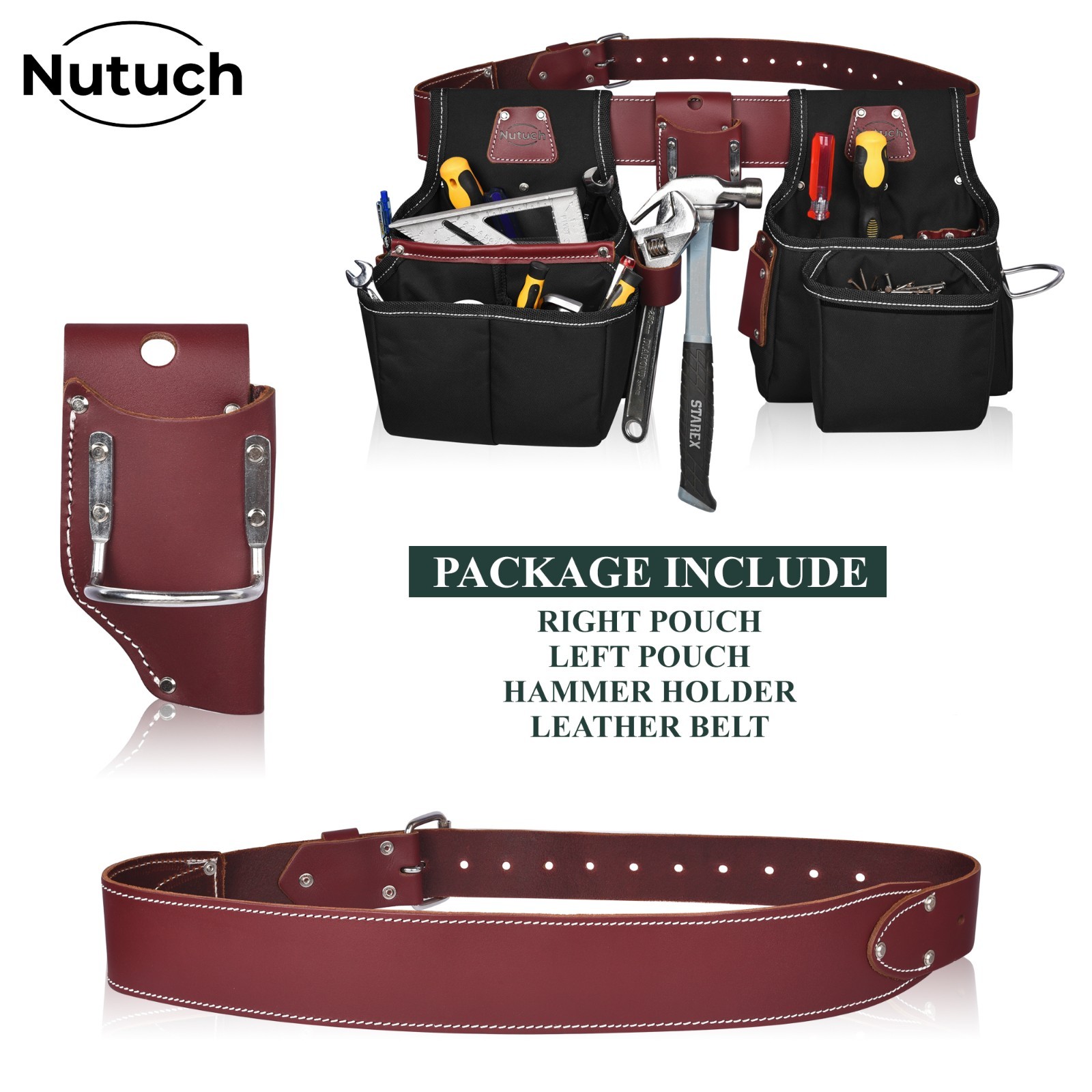 NUTUCH Nylon and Leather Tool Belt | Carpenter Tool Belts | Electrician