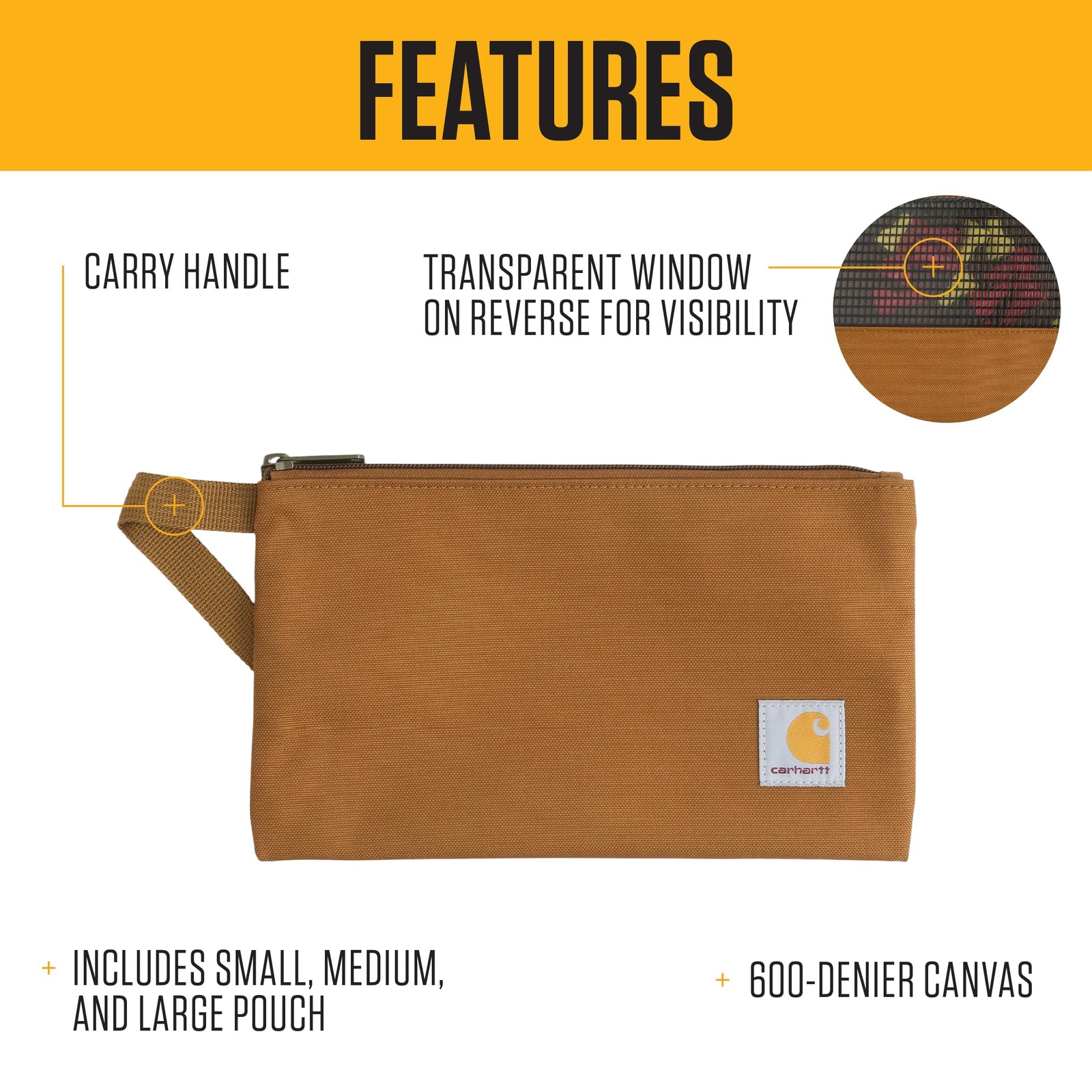 Carhartt Utility Zipper One Size Fits All, Brown / Black / Gravel