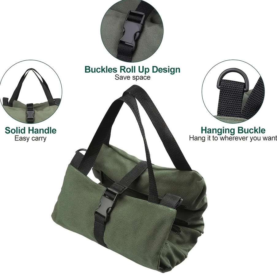1pc Roll Up Tool Bag Canvas Organizer Pouch for Wrenches First Aid Storage – NEW