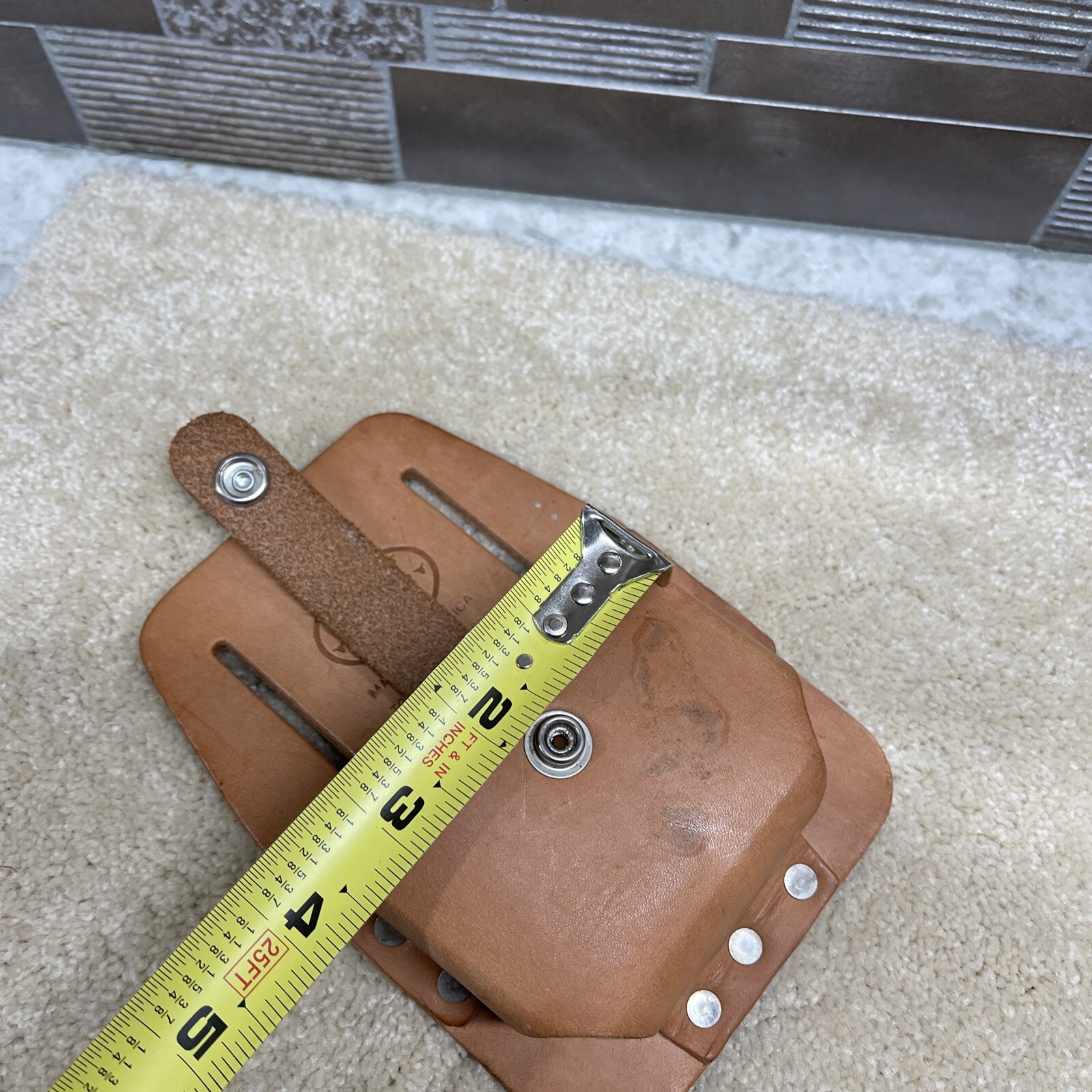 New Old Stock Nicholas Cowhide Small Tape Holder Belt Brown Leather No.464