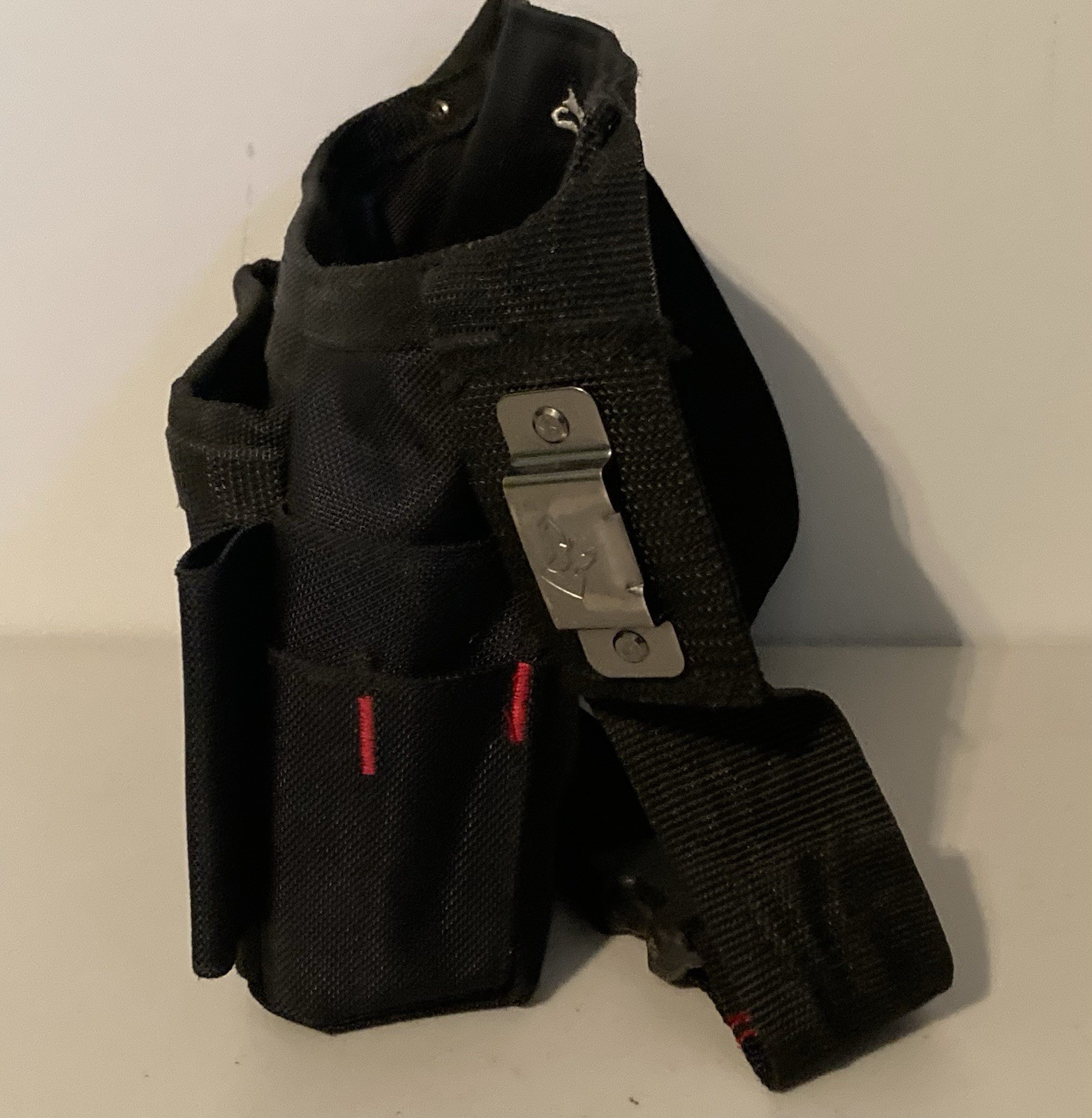 Husky 6-Pocket Black Adjustable Tool Belt Pouch w/ Hammer Slot