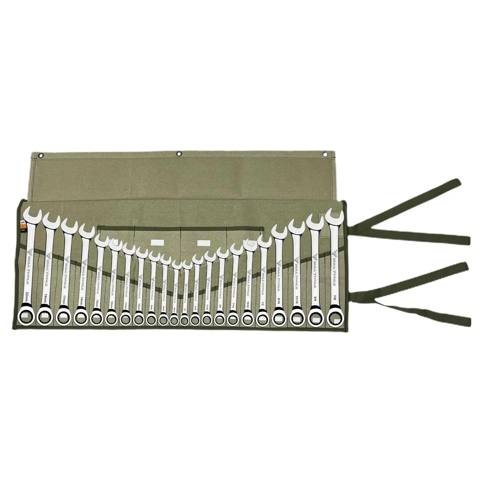 Tool Roll Organizer with 26 Pockets for Wrenches Metric & SAE Durable Cotton