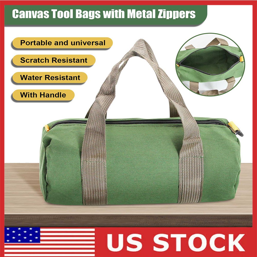 12in Heavy Duty Canvas Tool Bag with Zipper Muti-Purpose Portable Waterproof US