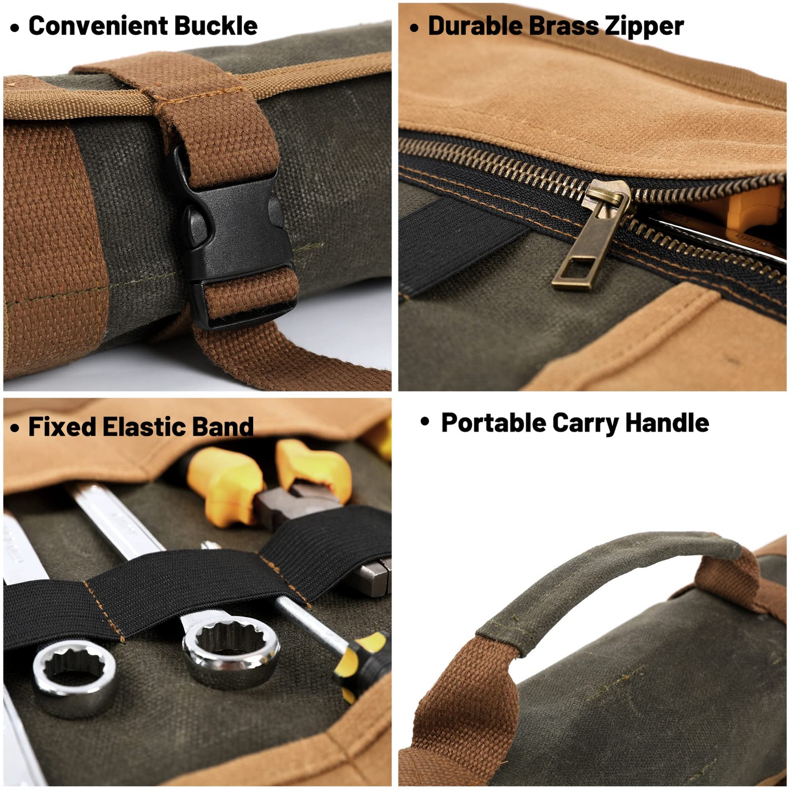 Canvas Tool Roll, 23 Pockets Tool Case, Heavy Duty 16oz Waxed Canvas Tool Sto…