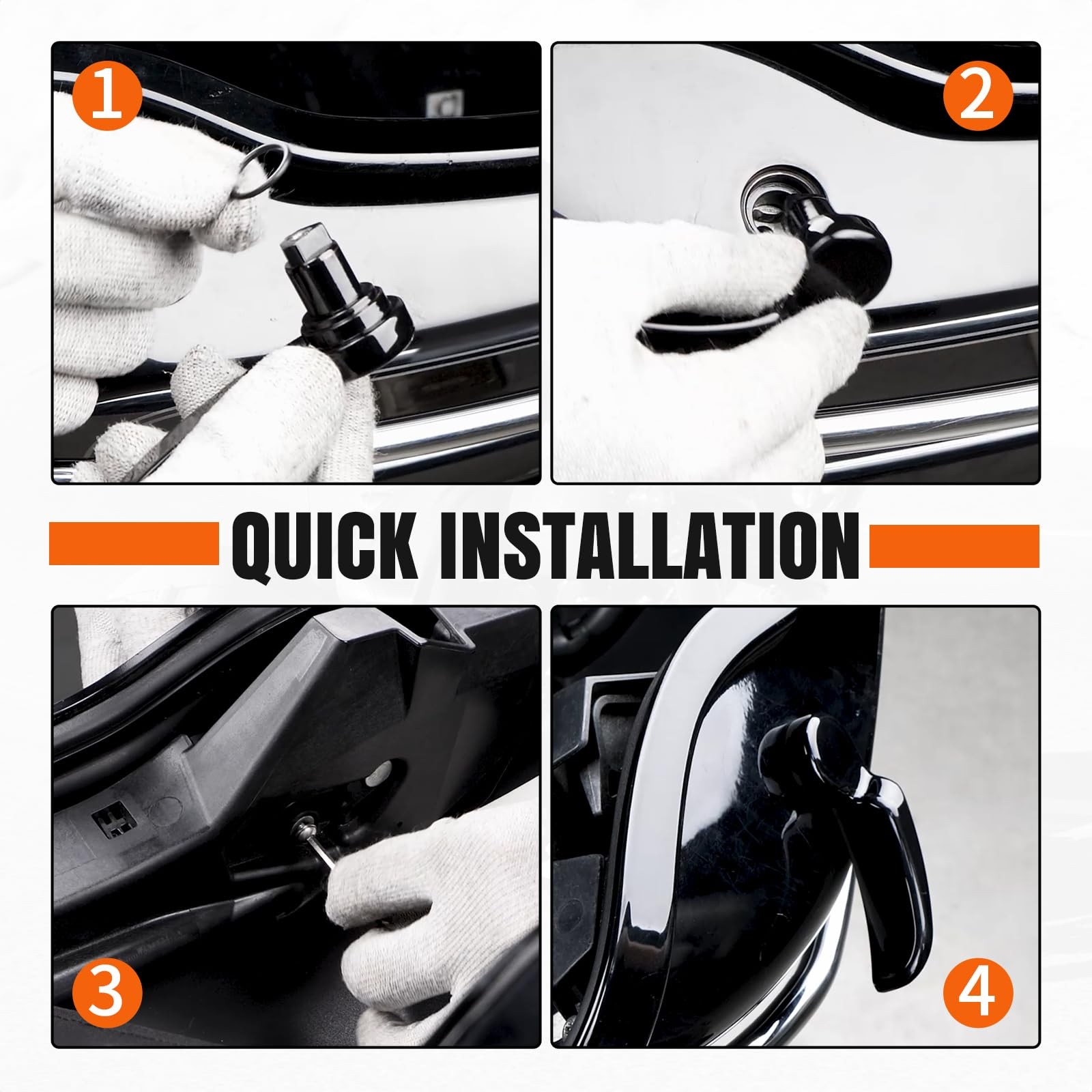 VG MOTO Gloss Black Saddlebag Latch Kit, Stainless Steel Saddle Bag Lid Lifte…