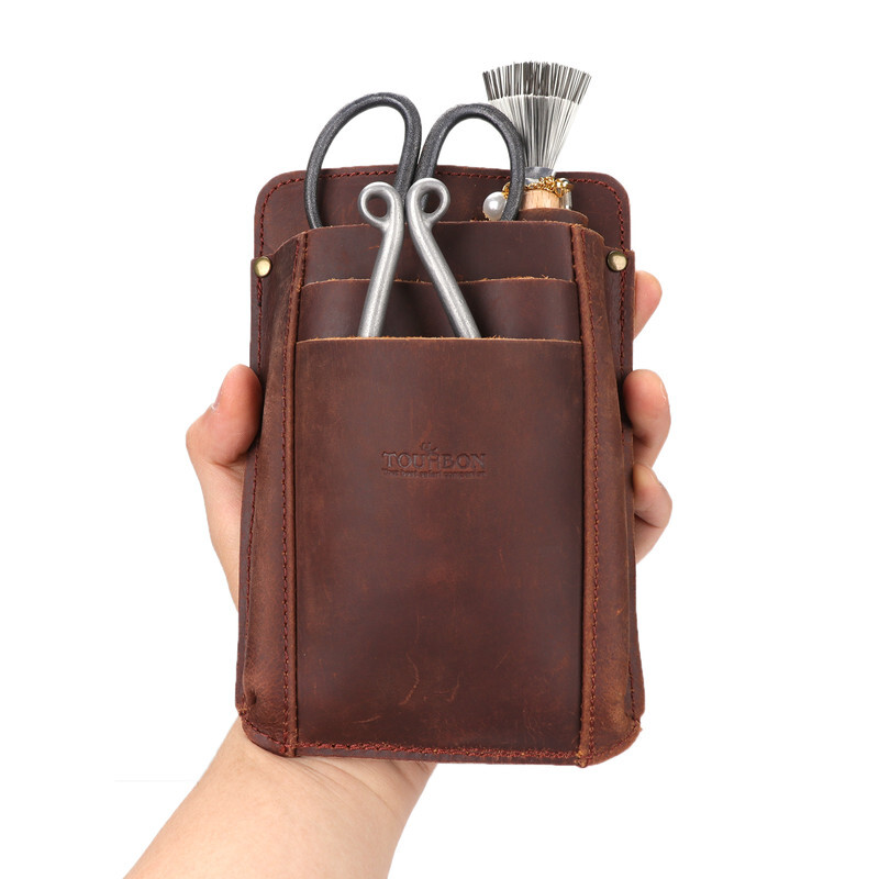 TOURBON Garden Tools Organizer Belt Pouch Women Leather Shoulder Bag for Gift