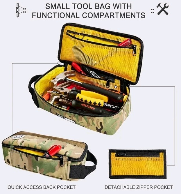 Rough Enough 12” Small Tool Bag Heavy-Duty Zippered Organizer Camo New