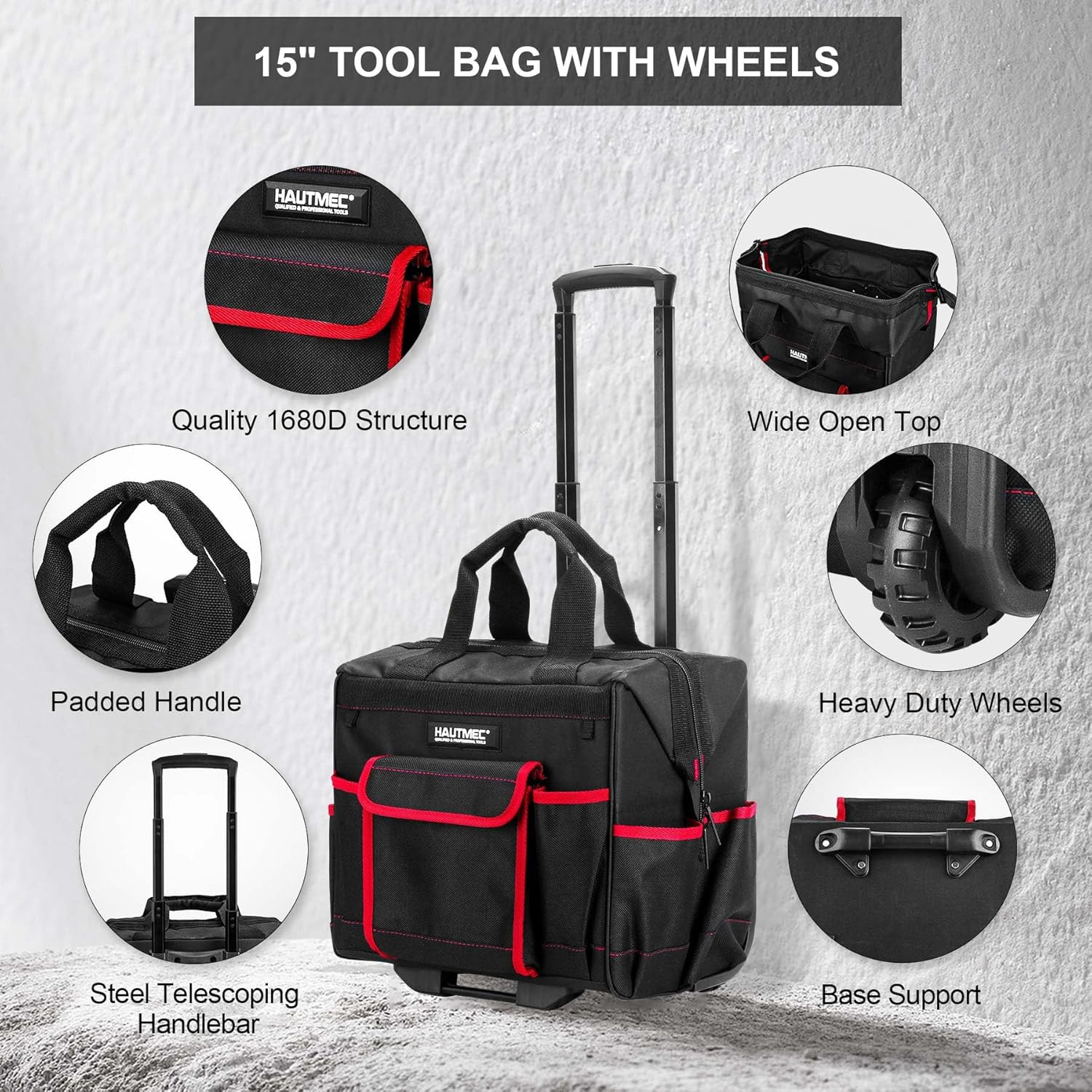 Heavy-Duty 2-Piece Rolling Tool Bag Set with Wheels & Utility Bag
