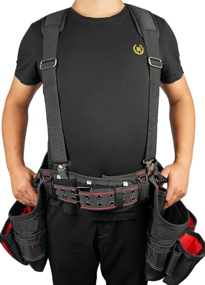 MELOTOUGH Padded Tool Belt Work Suspenders with Super Strong Clip for Carpenter’