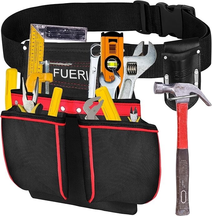 FUERI Cordura Tool Belt for Carpenters Heavy Duty Adjustable Tool Pouch Bag