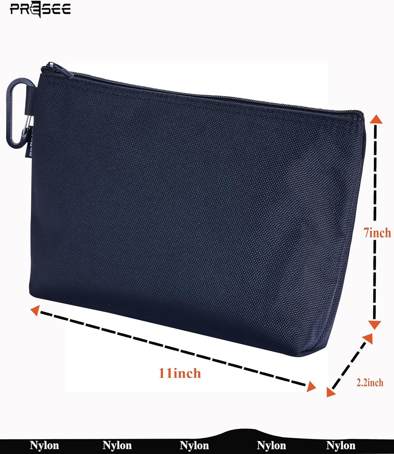 11″ Heavy Duty Tool Bag Organizer in Waterproof Nylon with Easy-Carry Carabiner