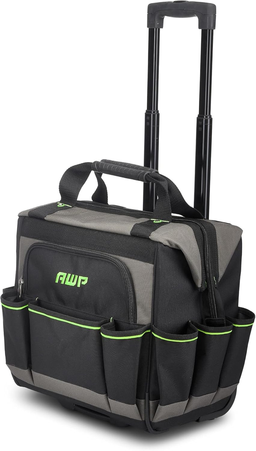 AWP Premium Durable Tool Bag Tote for Professionals and Contractors, Black