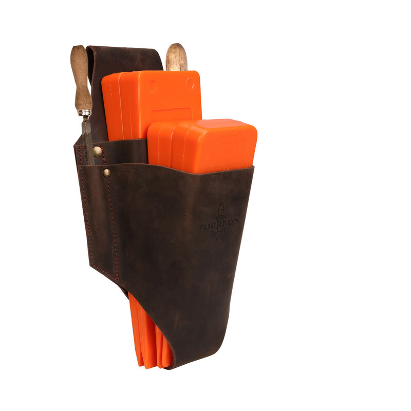 TOURBON Leather Tool Carrier Belt Pouch Felling Bucking Wedge Holster File Case
