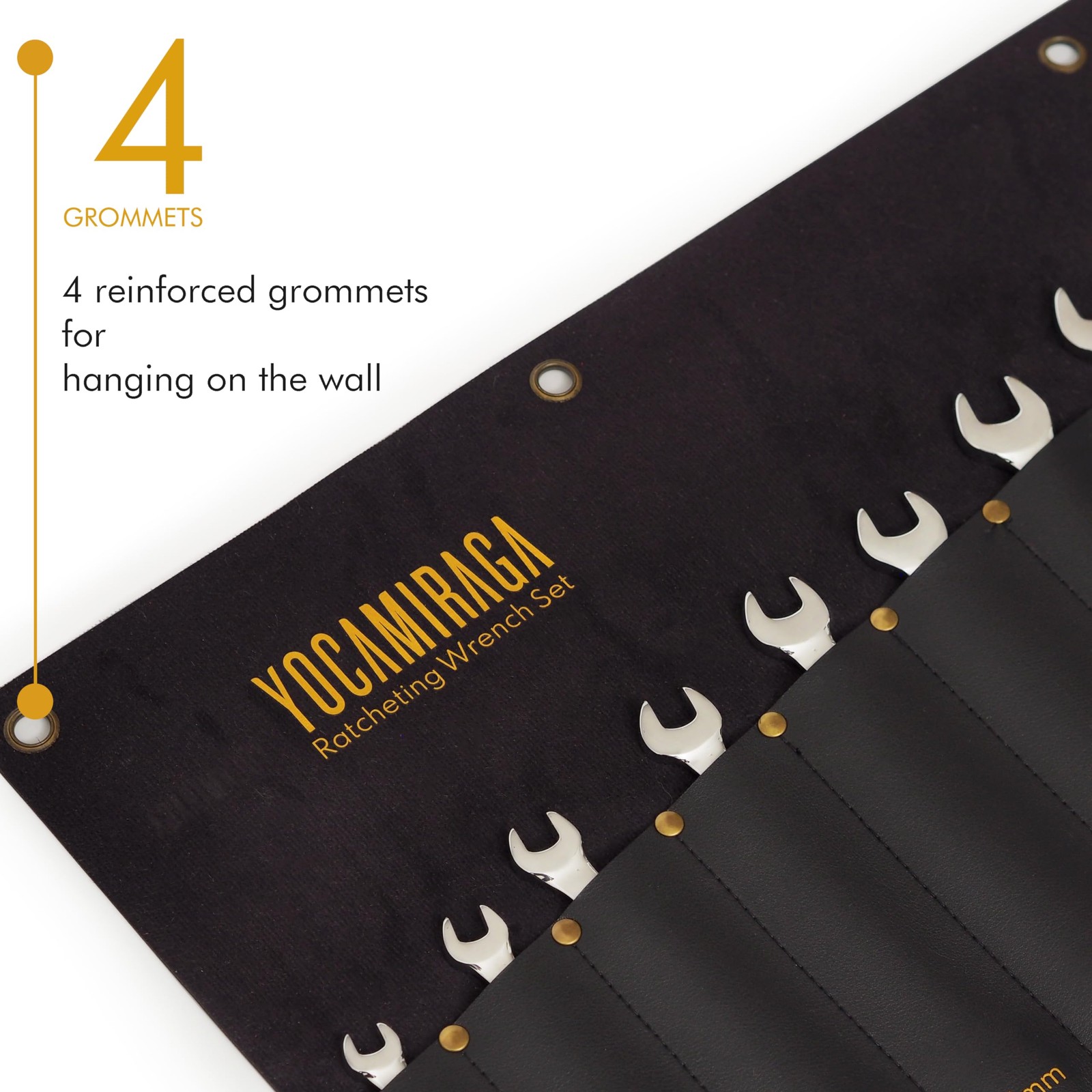 12 Pocket Metric Wrench Roll Up Organizer Heavy Duty Tool Storage Pouch