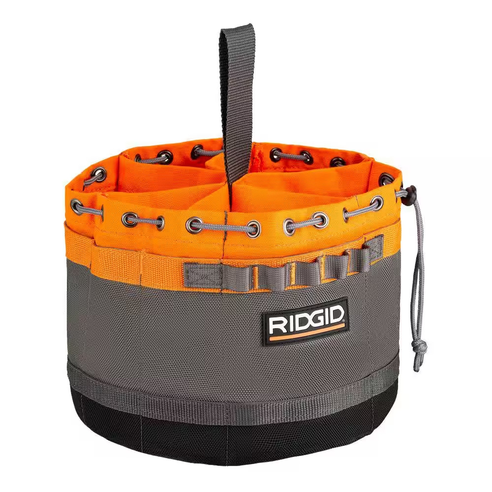 RIDGID 10 In. 19 Pocket Professional Grade Small Parts Organizer Tool Bag