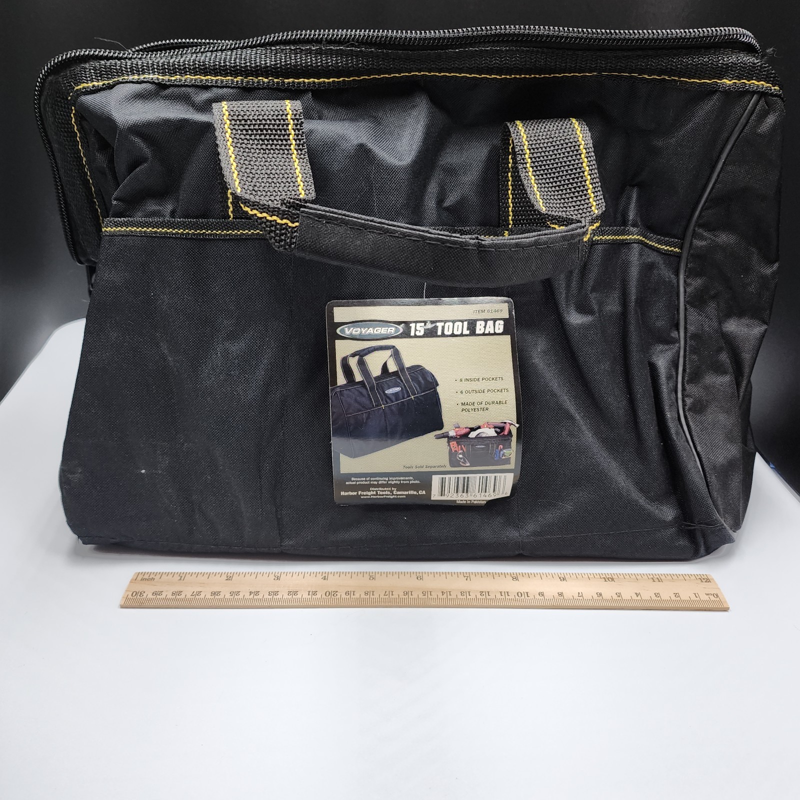 Voyager 15″x10″x9″ Tool Bag 8 Inside 6 Outside Pockets Black Yellow New With Tag