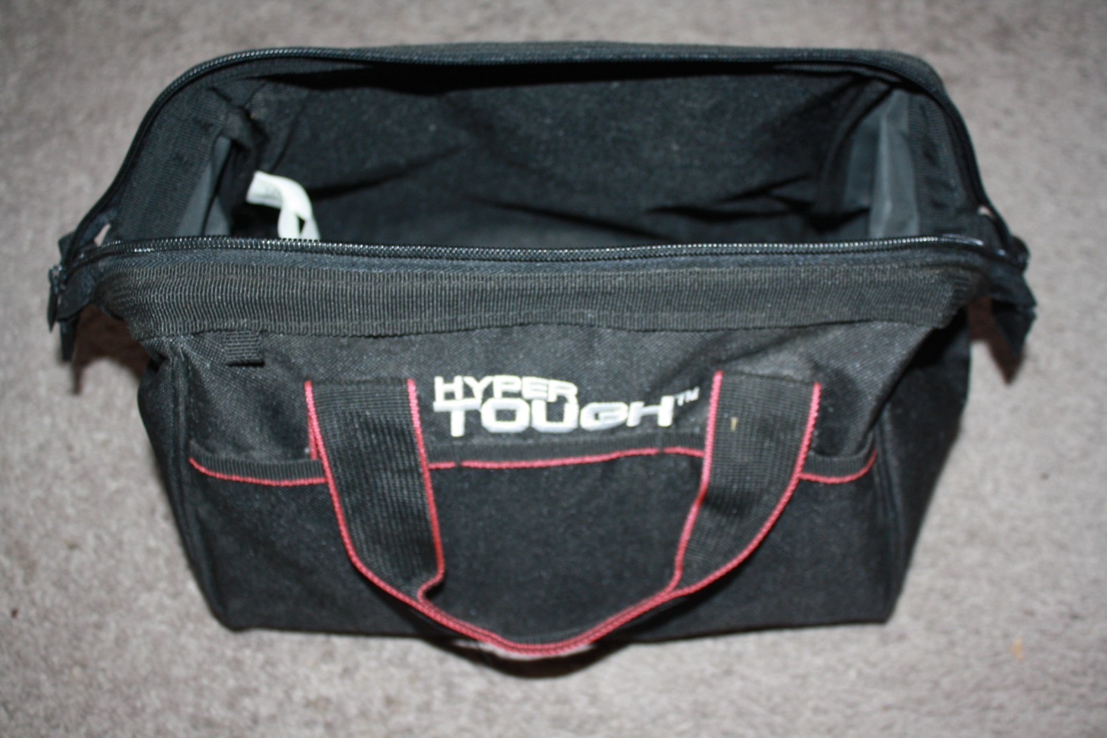 Hyper Tough 12-inch Polyester Tool Bag, with Full-Length Zipper and Double Strap