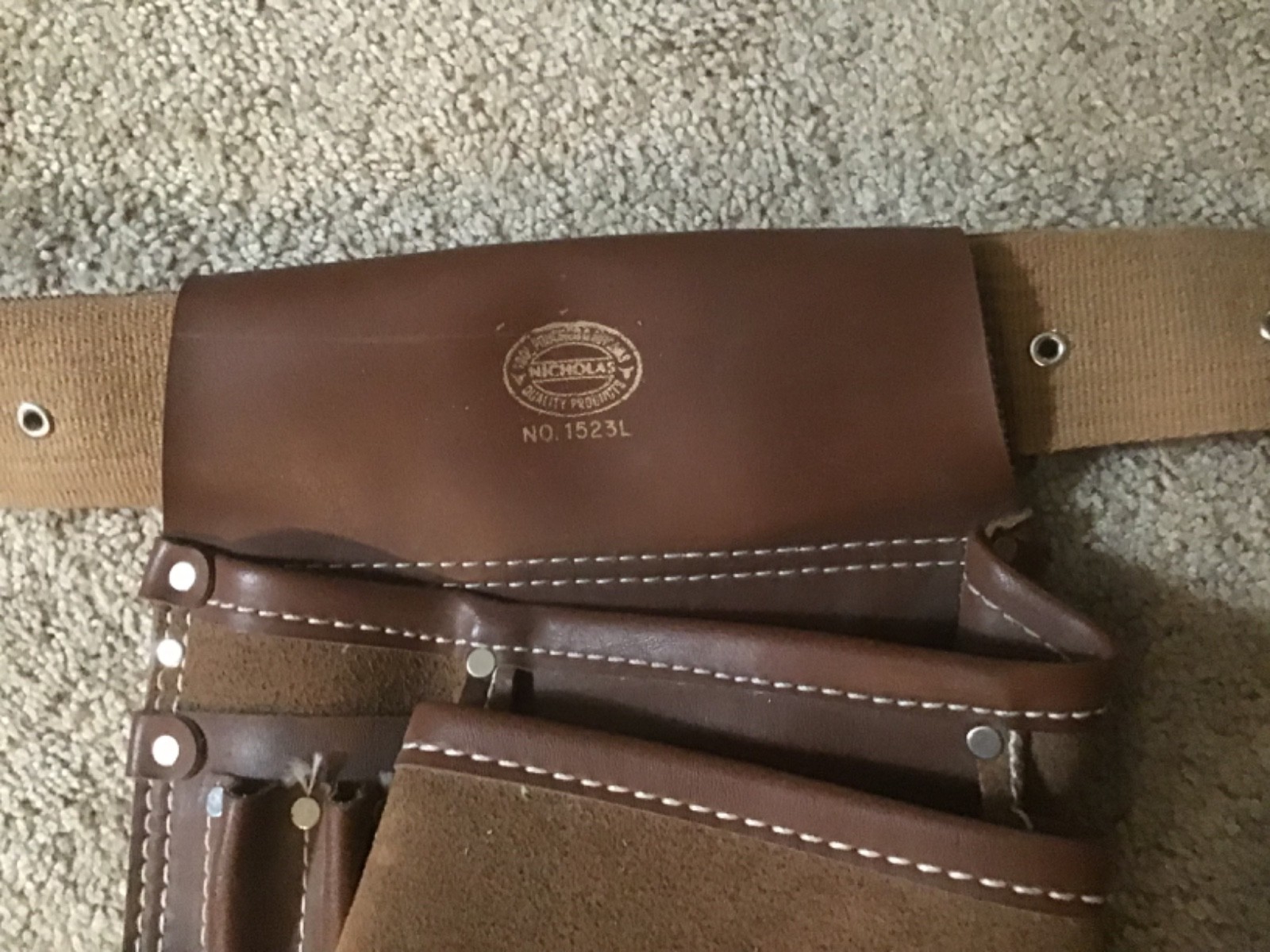 Nicholas Heavy Split Cowhide Suede Tool Pouch Nail Apron Carpenter Work Belt Bag