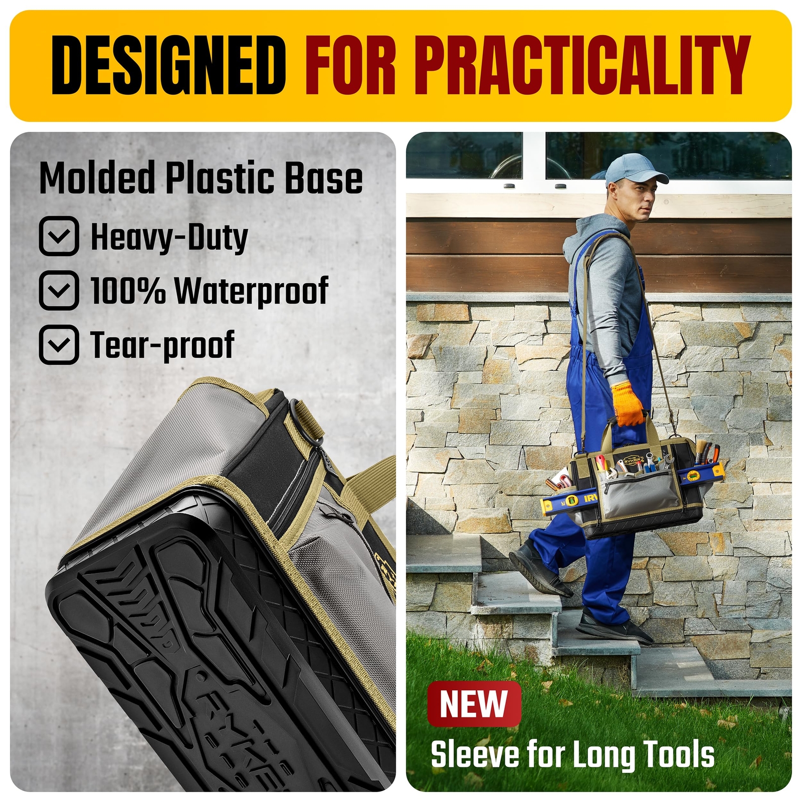 16inch Extra Heavy Duty Large Tool Bags For Men/women. 28pockets Portable Tool B