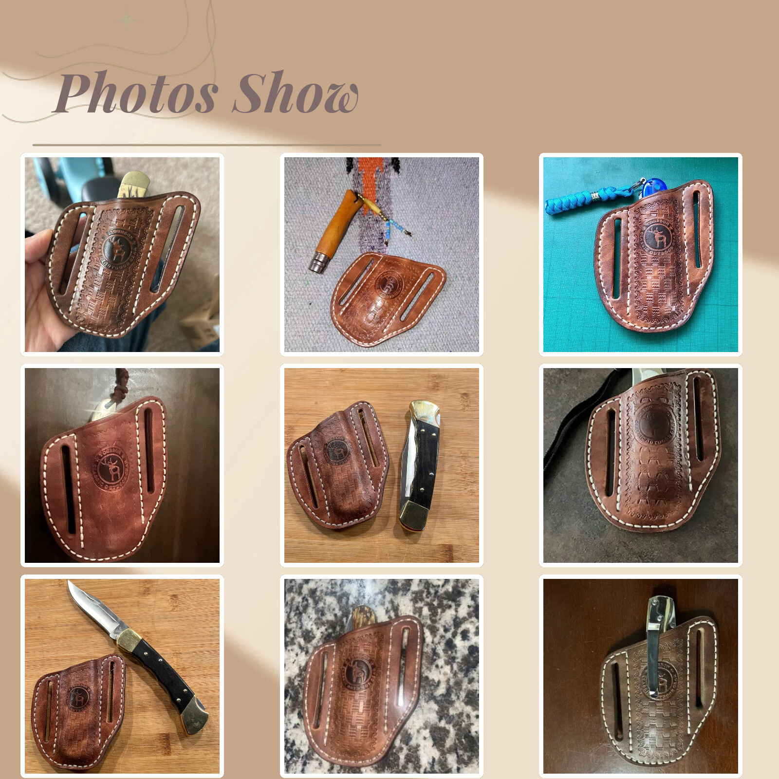 TOURBON Leather Pocket Knife Sheath EDC Folding Blade Knives Belt Carry Pouch