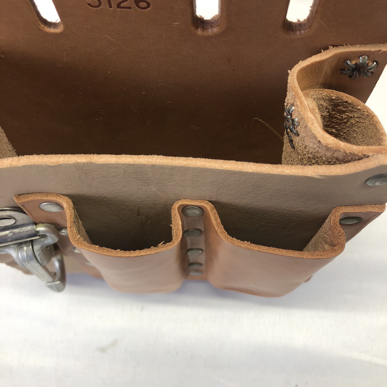 Klein Tools 5126 5 Pocket Durable Tradesman Tan Leather Tool Pouch with Clip USA