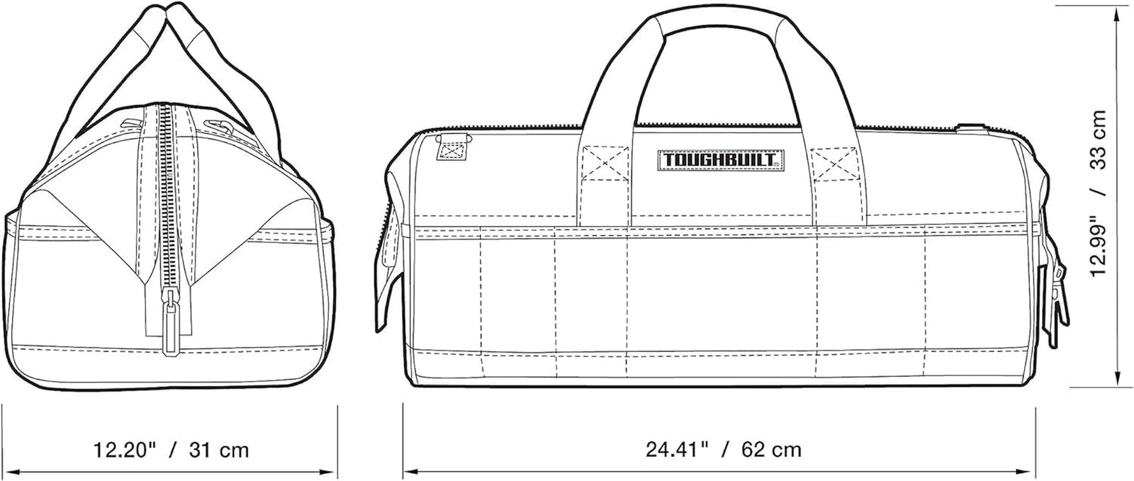 – 24″ Builder Tool Bag, Heavy-Duty 1680D Ballistic Fabric Wide-Opening Bag with