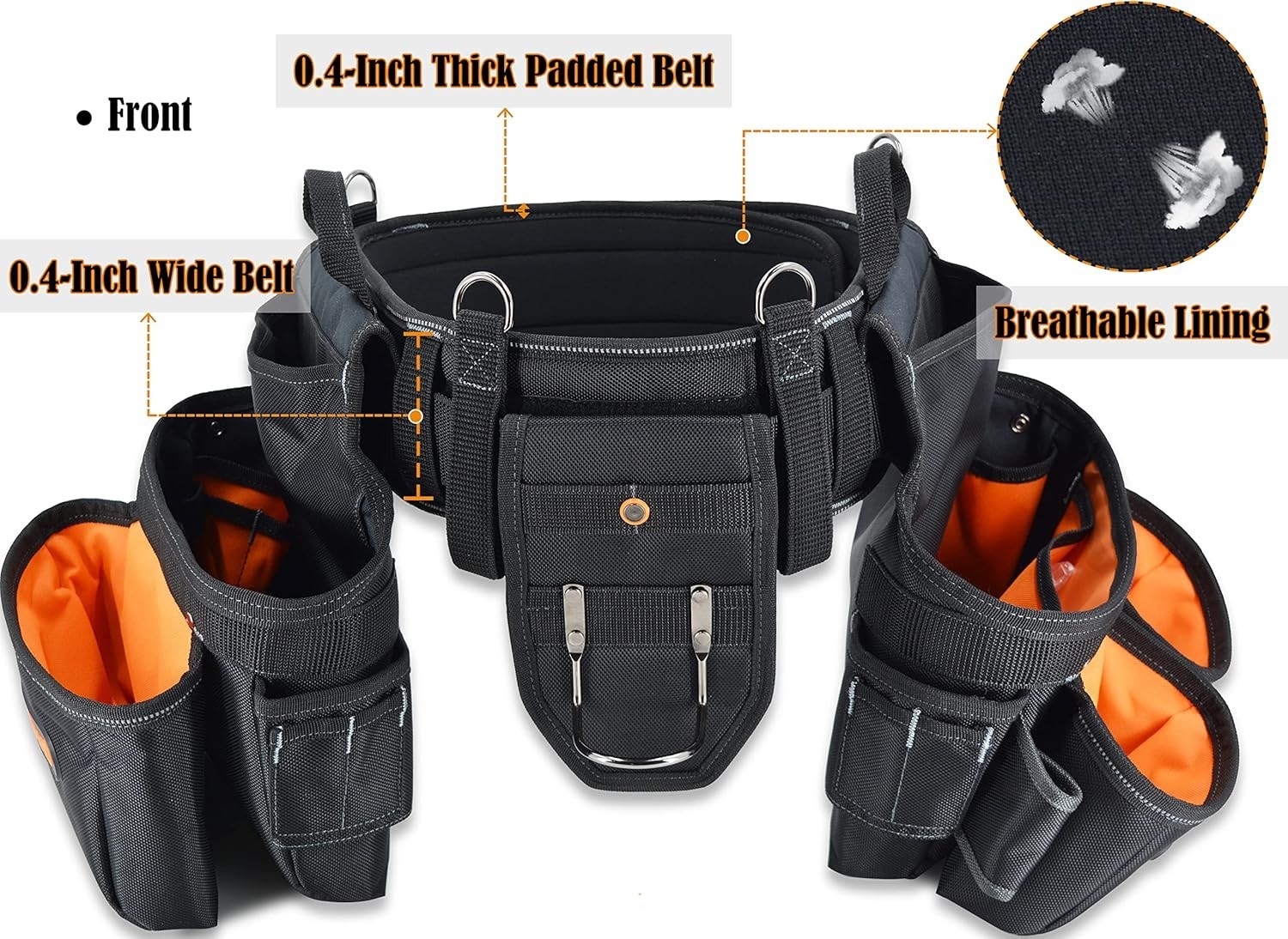 39 Pocket Tool Belt with Suspenders Padded Carpenter Construction Pouch