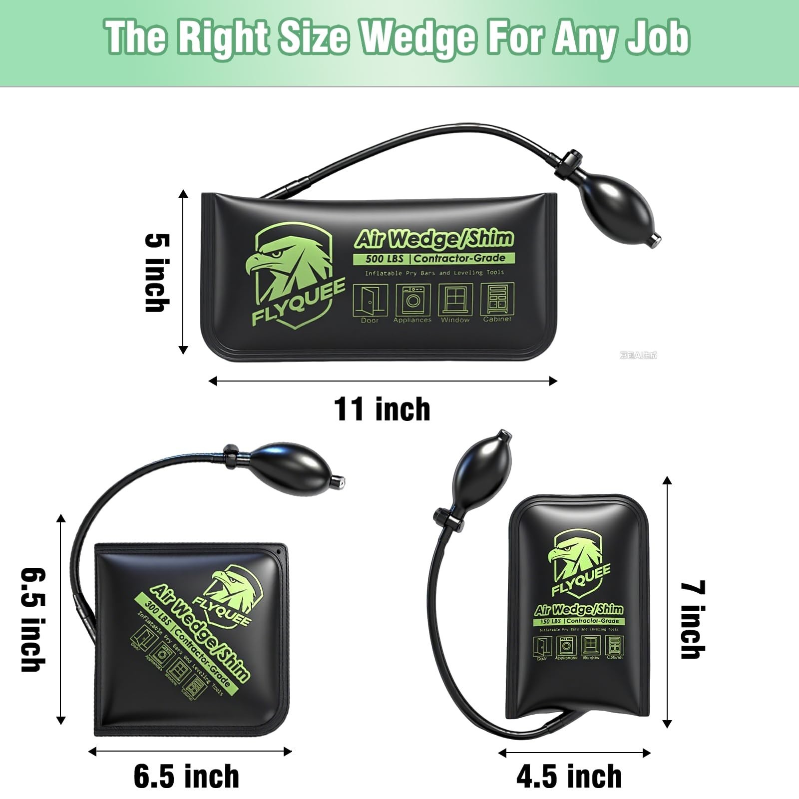 Inflatable Air Wedge Shim Tool – 3 Sizes, 500LB Capacity, Leveling & Alignment K