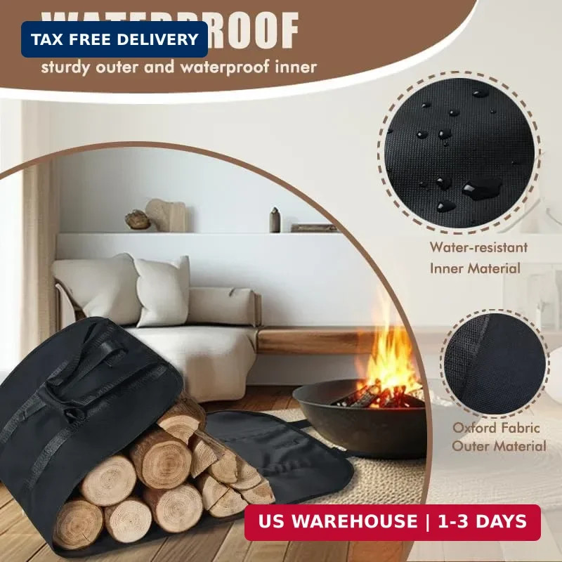 Firewood Carrier, Waterproof Oxford Fabric Firewood Bag, Large Log Carrier for F
