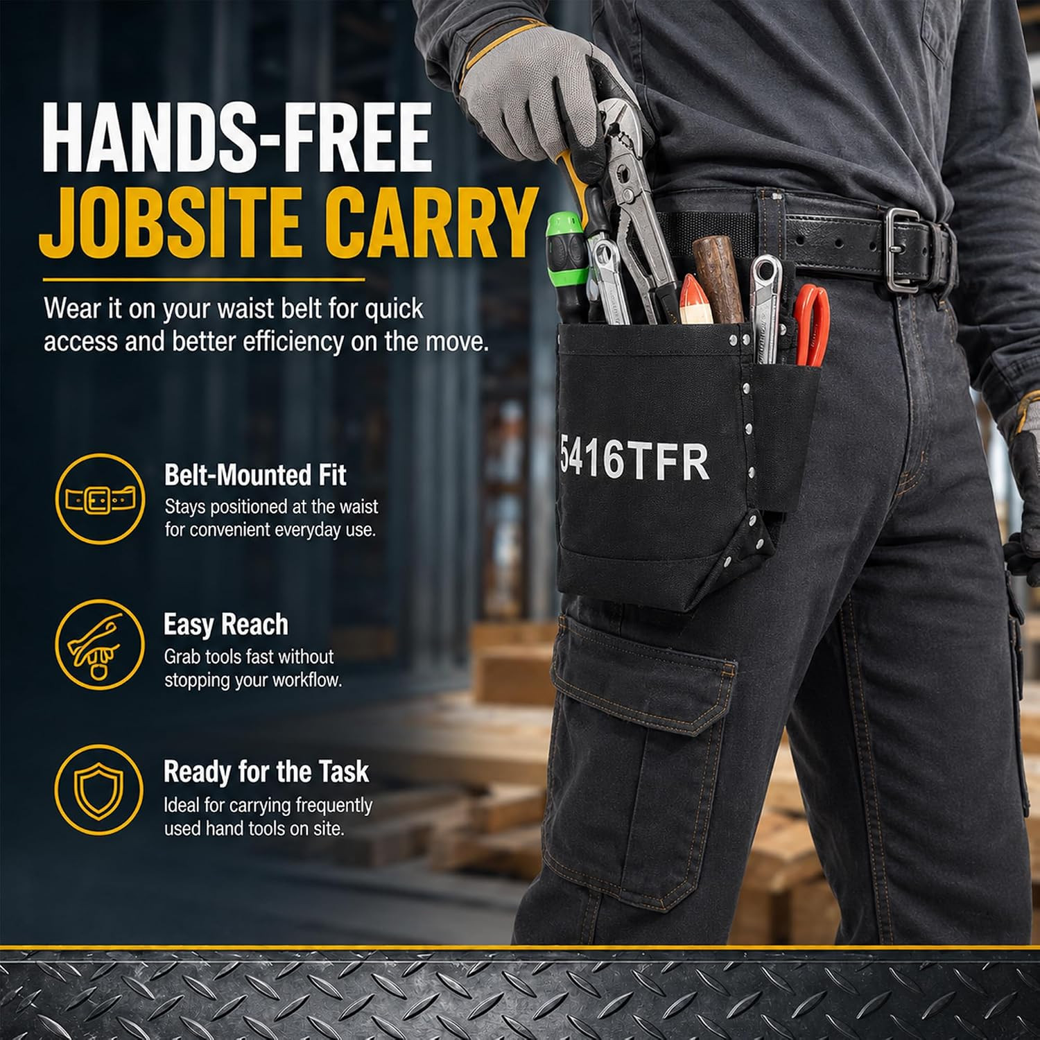 5416 Tool Pouch Small Tool Bag, 5 X 10 X 9 Inch Bolt Storage Bag with Bull Pin