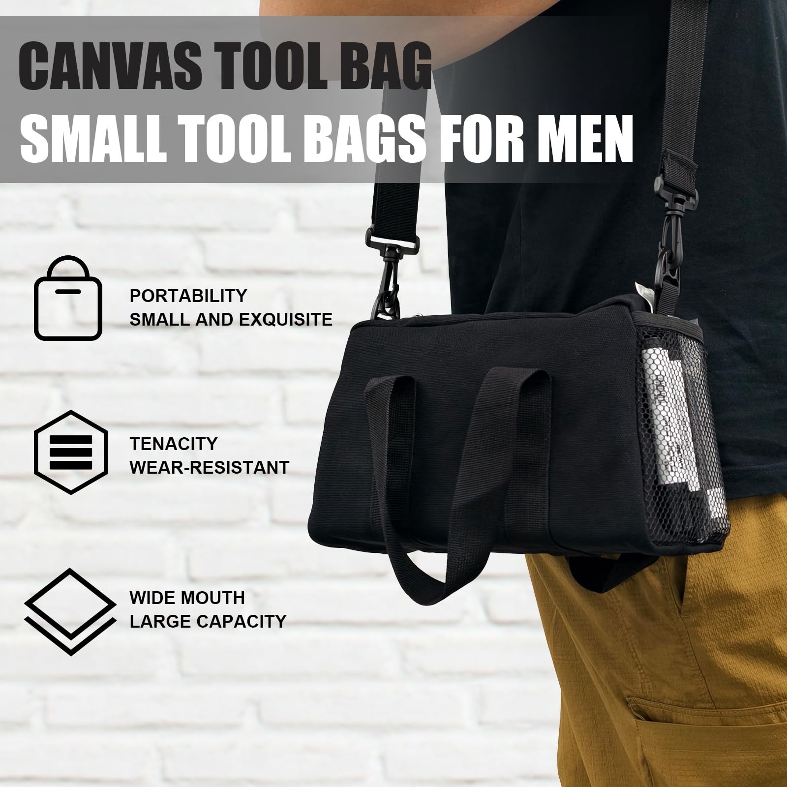 16 Inch Tools Bag, Tool Organizer Tote Bag with Oxford Fabric 16 Inch, Black