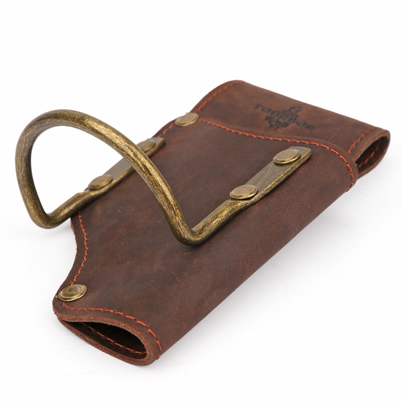 TOURBON Leather Axe/Hammer/Wrench/Pliers Belt Holster Wrokshop Tool Carry Hanger