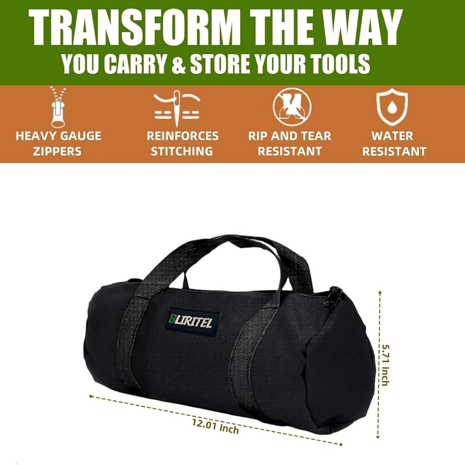 14 Inch Small Tool Bag for Men, Large Capacity Wide Mouth Tool Bag, Canvas To…