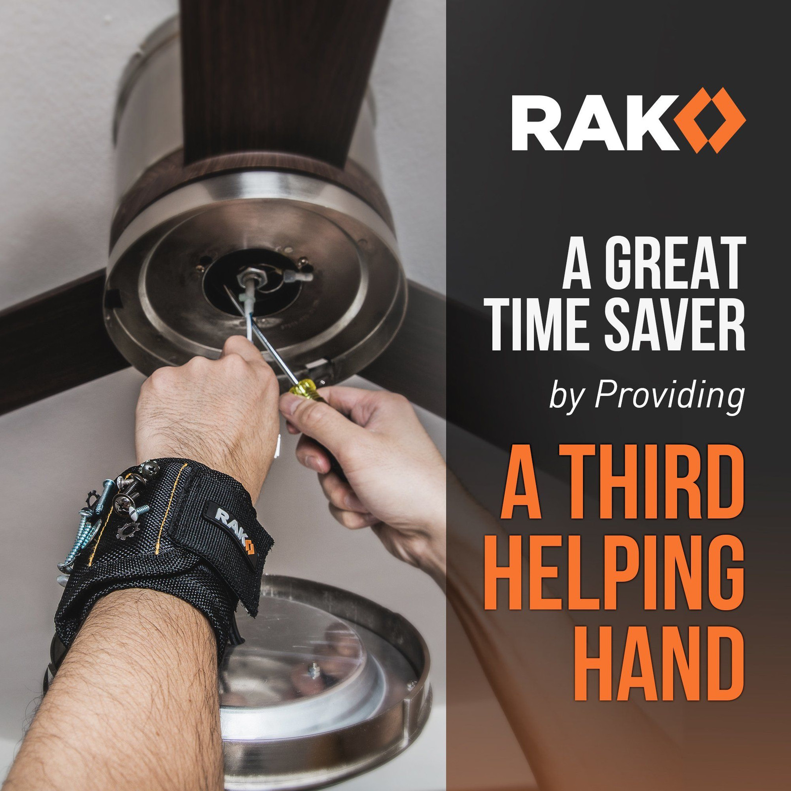 RAK Magnetic Wristband for Tools – Premium Tool 1680 Ballistic Nylon, Black