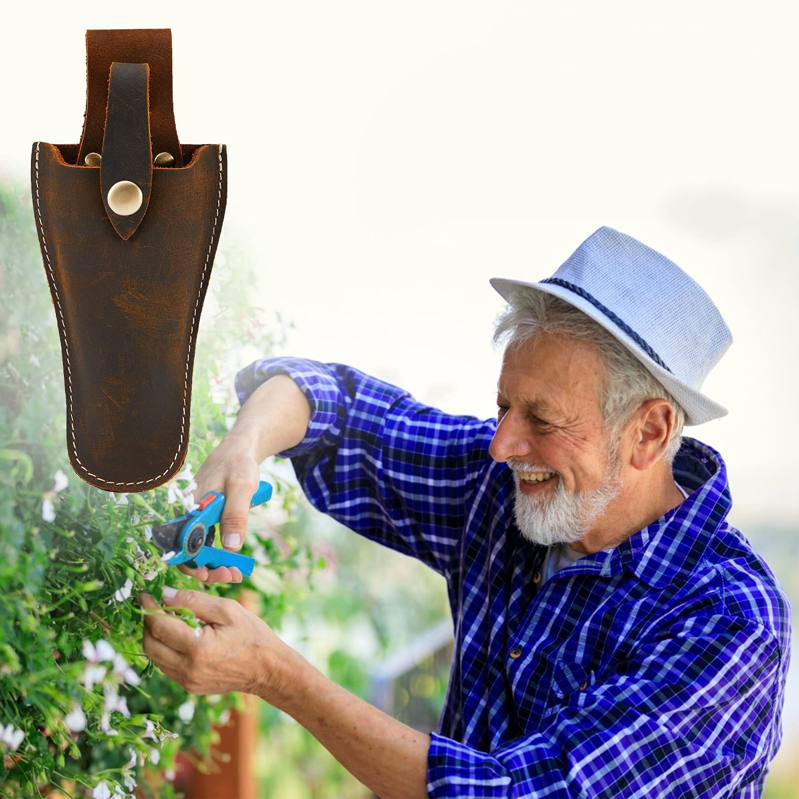 Plier Holder for Belt,Durable Leather Sheath Pouch Gardening Brown