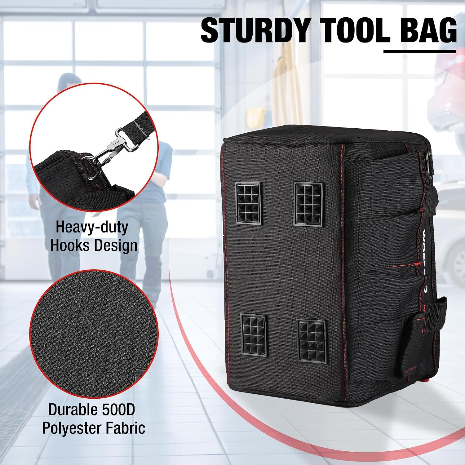 Workpro 12-Inch Close Top Wide Mouth Storage Tool Bag W081020A Inch Storage