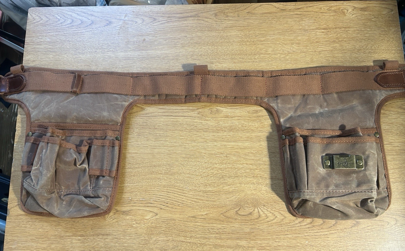 TourbonFramers Carpentry Tool Belt Pouch Harness Rig Canvas Leather Brown