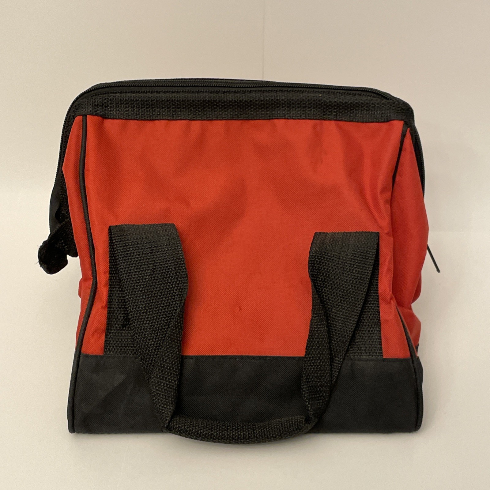 Milwaukee Tool Bag Red w Black 11x11x9 Zipper Wide Mouth VG Condition