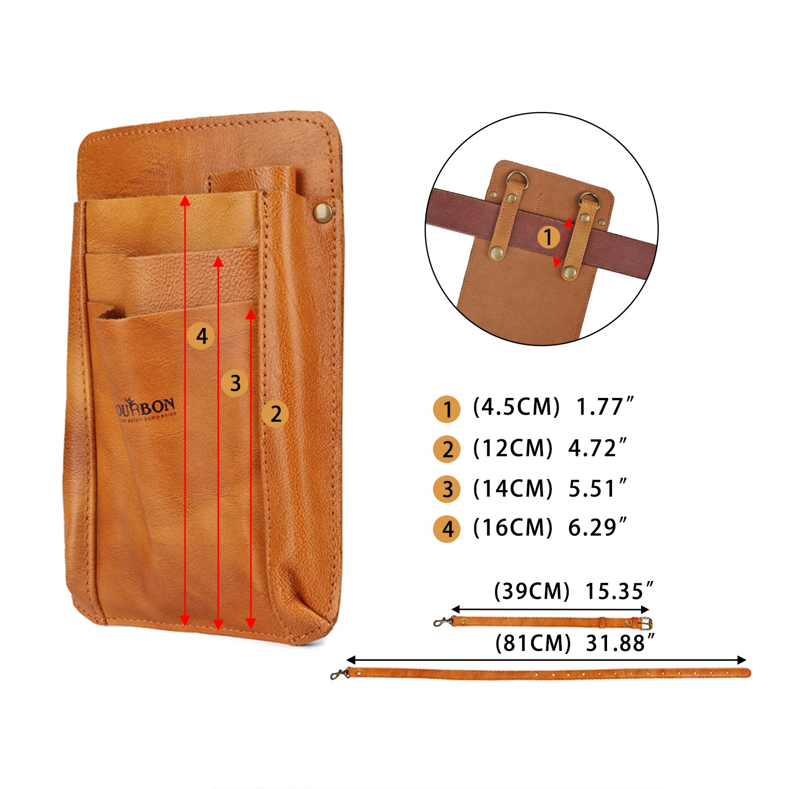 TOURBON Leather Garden Tools Organizer Belt Pouch Florists Crossbody Bag Women