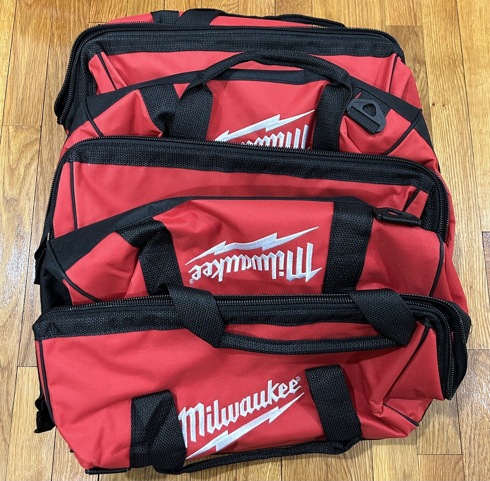 THREE 3 MILWAUKEE 16 x 11 x 9.5″ 50-55-3550 CANVAS CONTRACTOR TOOL BAG SET NEW