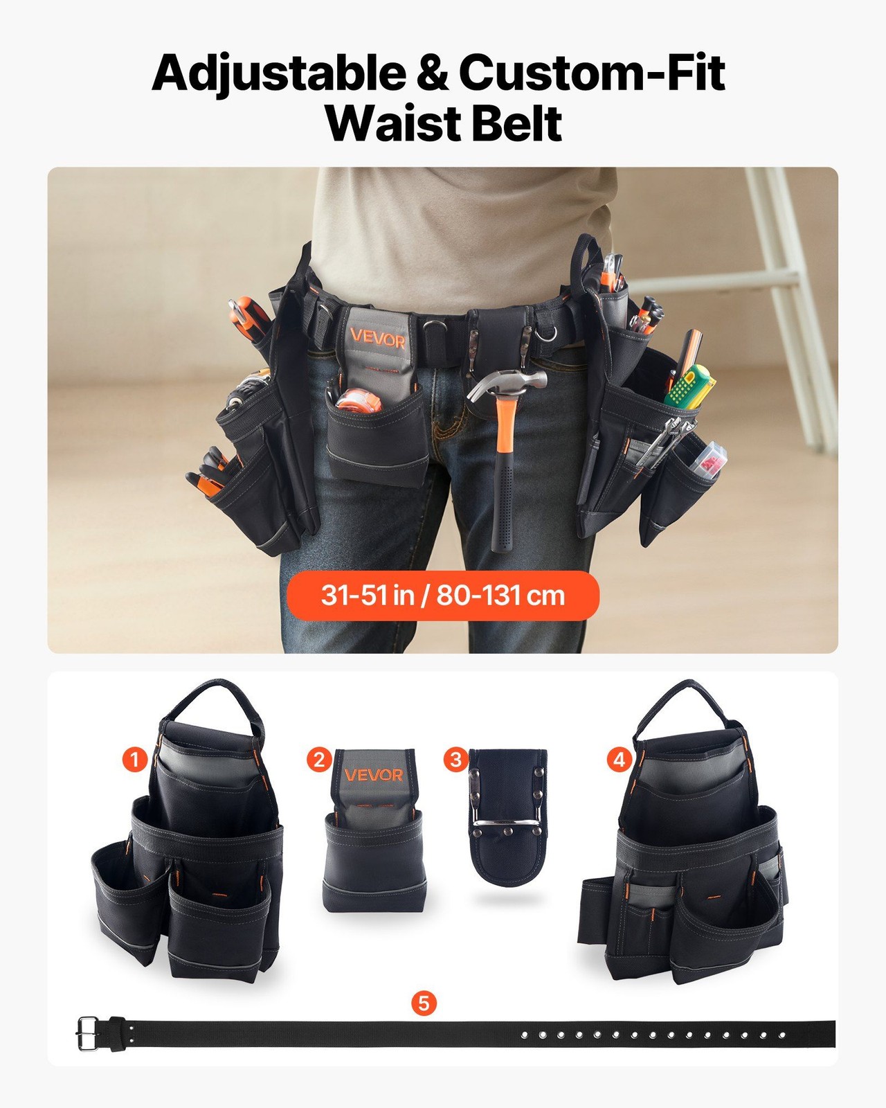 Reliable 18-Pocket Electrician Belt with Tear-Proof Stitching