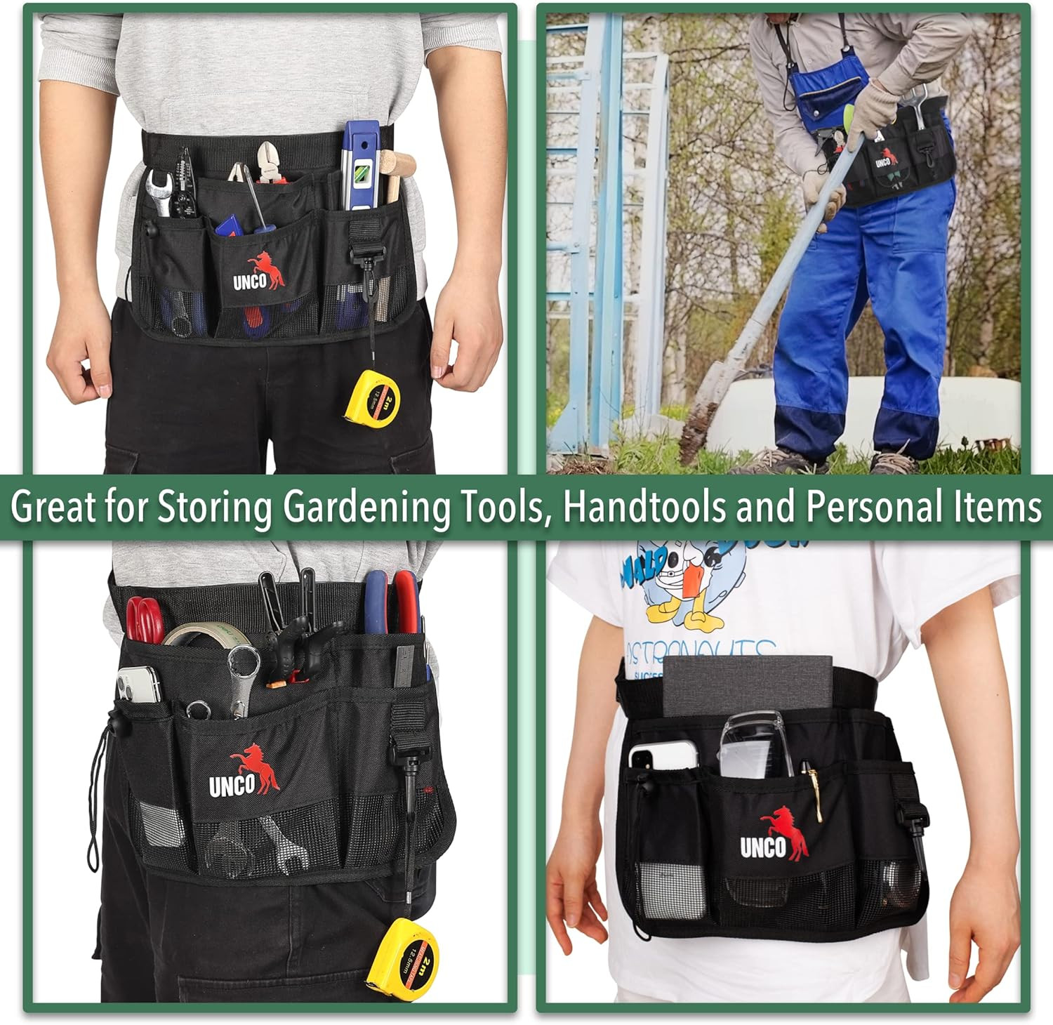 – Gardening Belt, Garden Tool Belts for Men, Waist Apron with Pockets, Construct