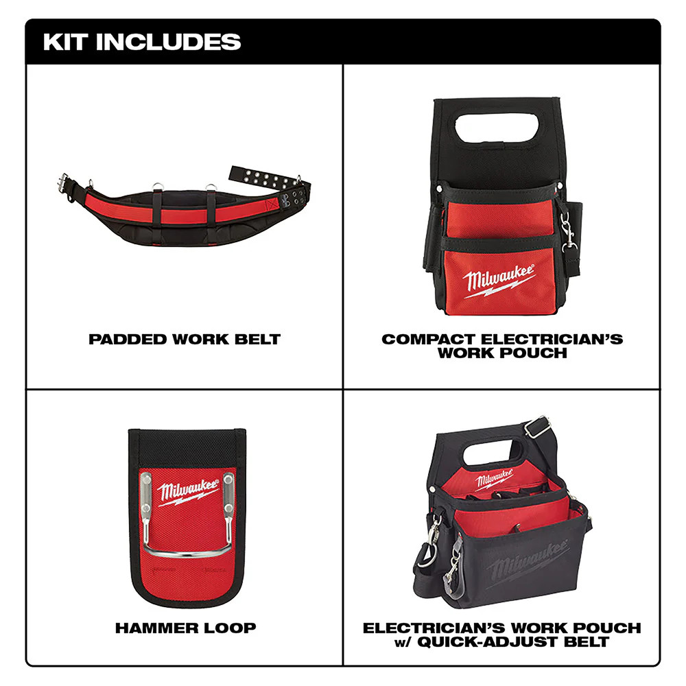 Milwaukee 48-22-8110 29-Pocket 1680D Nylon Stable Base Electricians Work Belt