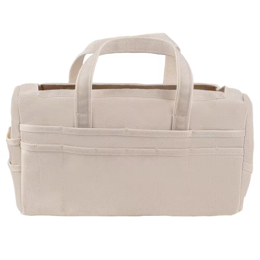 Tool Bag Canvas Heavy Duty 17 Inch Tote with 30 Pockets Waterproof Beige Rigger